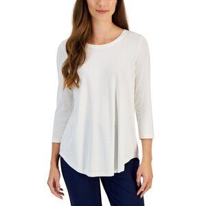 Jm Collection Women's Satin-Trim 3/4 Sleeve Knit Top, Created for Macy's - Neo N